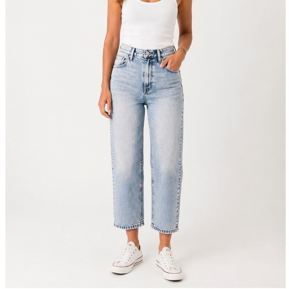Banana Republic Premium Denim High‎ Rise Wide Leg Cropped Jeans Acid Wash 26